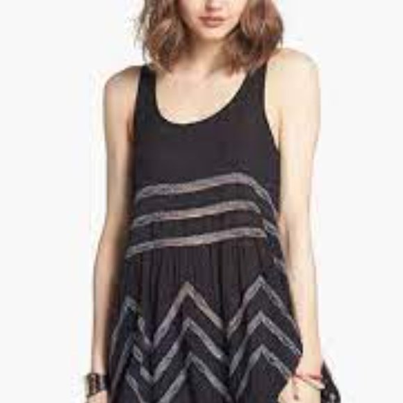 Intimately Free People mini dress Brown/Black Slip Dress - Voile Trapeze - Picture 15 of 16